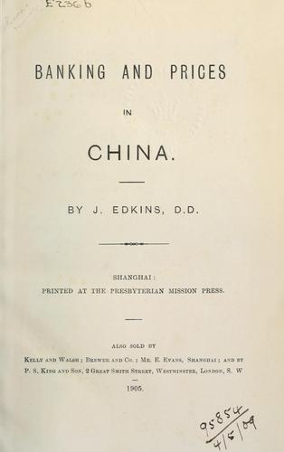 Banking and prices in China.