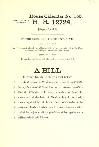 A bill to declare Lincoln's birthday a legal holiday