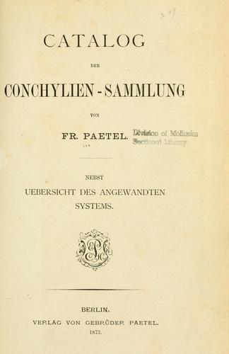 Catalog der Conchylien-Sammlung