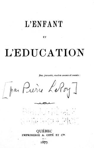 L' enfant et l'éducation