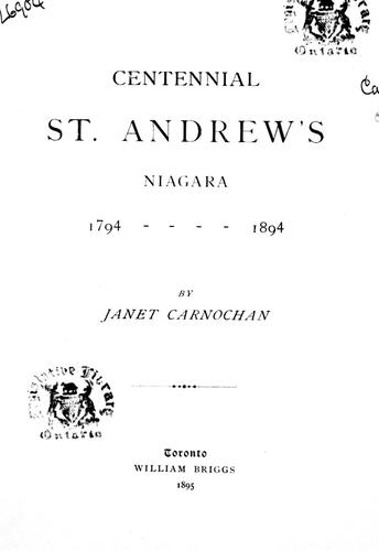 Centennial St. Andrew's, Niagara, 1794-1894