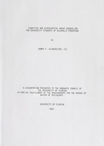 Cognitive and experiential group counseling for university students of alcoholic parentage