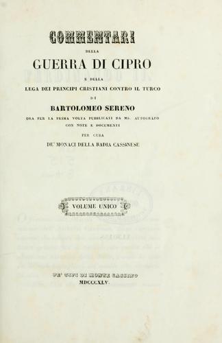 Commentari della guerra di Cipro e della lega dei principi cristiani contro il turco