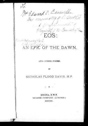 Eos: an epic of the dawn and other poems
