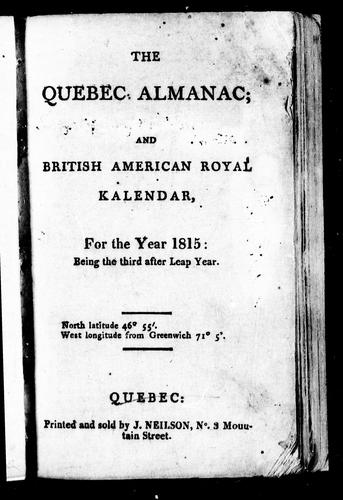 The Quebec almanac and British American royal kalendar for the year 1815