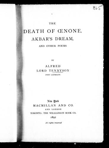 The death of Oenone, Akbar's dream and other poems
