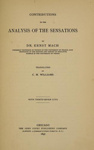 Contributions to the analysis of the sensations