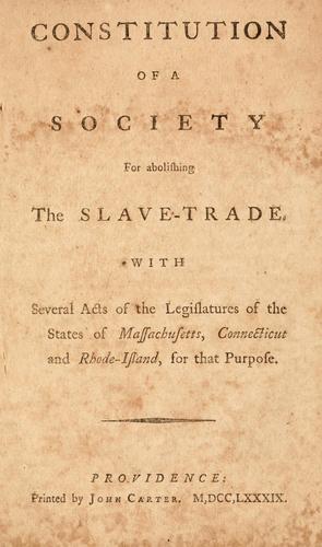 Constitution of a society for abolishing the slave-trade
