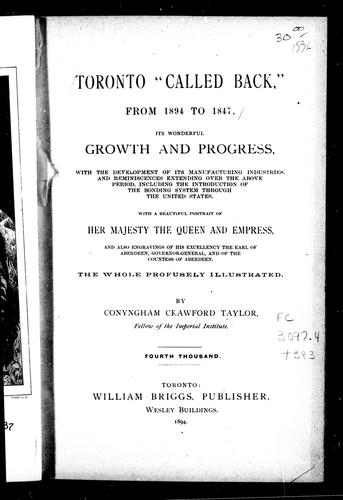 Toronto "called back," from 1894 to 1847