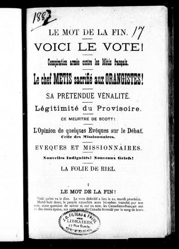 Le Mot de la fin, voici le vote!