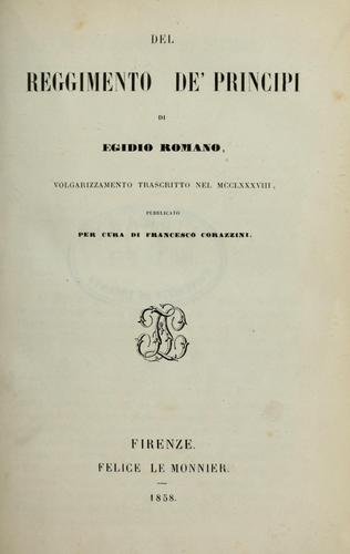 Del reggimento de' principi