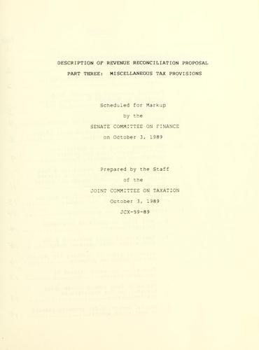 Description of revenue reconciliation proposal