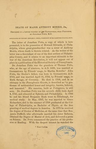 Death of Major Anthony Morris, jr.