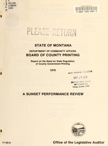 Department of Community Affairs, Board of County Printing
