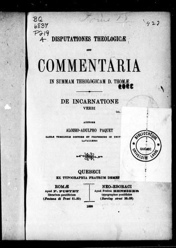 Disputationes theologicæ, seu, Commentaria in Summam theologicam D. Thomæ