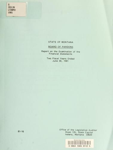 Department of Institutions. State Board of Pardons