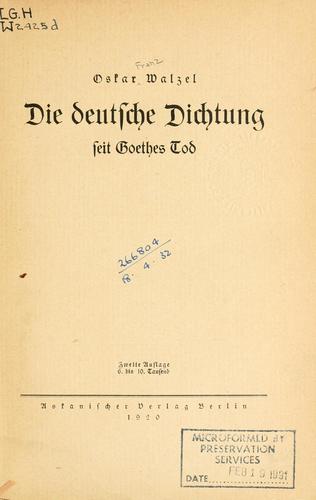 Die deutsche Dichtung