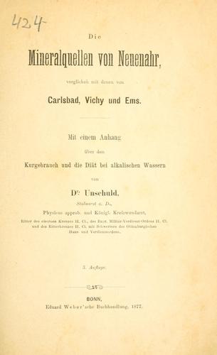 Die Mineralquellen von Neuenahr, verglichen mit denen von Carlsbad, Vichy und Ems.