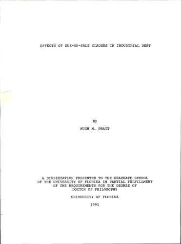 Effects of due-on-sale clauses in industrial debt