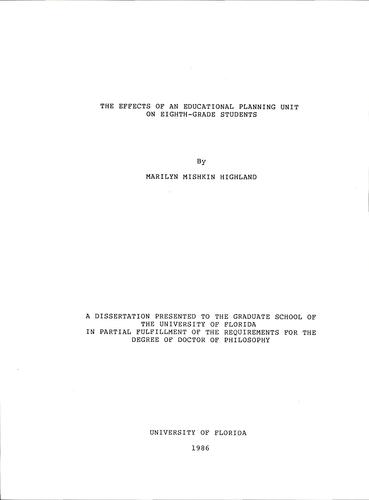 The effects of an educational planning unit on eighth-grade students