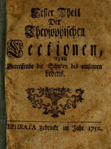 Erster theil der Theosophischen lectionen