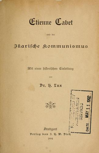 Etienne Cabet und der ikarische Kommunismus