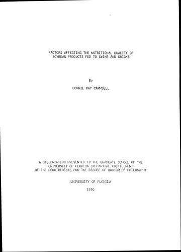Factors affecting the nutritional quality of soybean products fed to swine and chicks