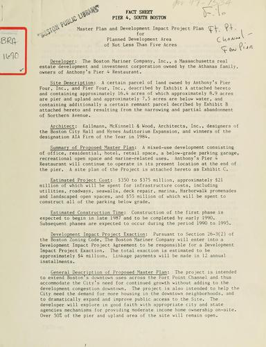 Fact sheet: pier 4, south Boston.