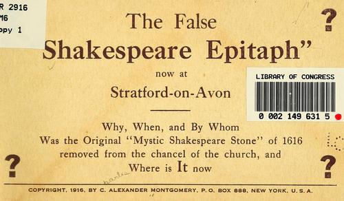 The false "Shakespeare epitaph" now at Stratford-on-Avon.