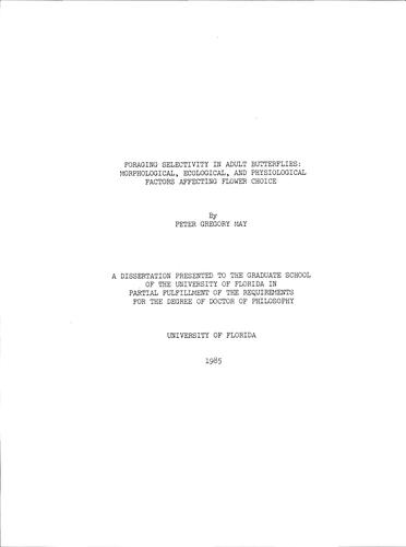 Foraging selectivity in adult butterflies