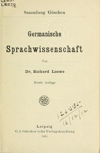 Germanische Sprachwissenschaft.