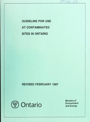 Guideline for use at contaminated sites in Ontario.