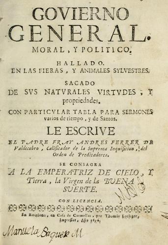 Govierno general, moral, y politico