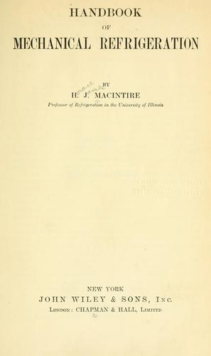 Handbook of mechanical refrigeration