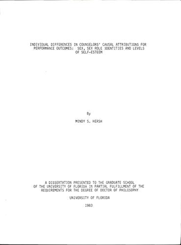 Individual differences in counselors' causal attributions for performance outcomes
