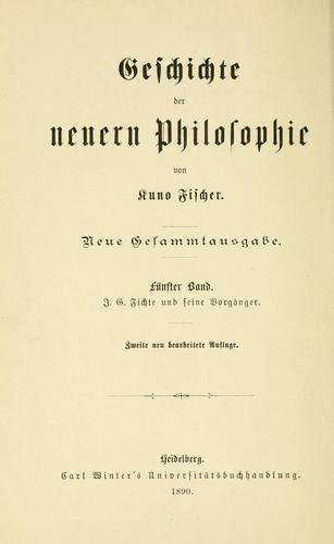 J.G. Fichte und seine Vorgänger