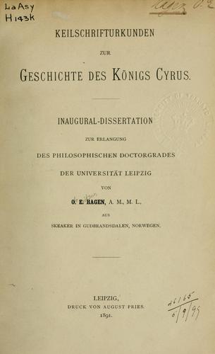 Keilschrifturkunden zur Geschichte des Königs Cyrus