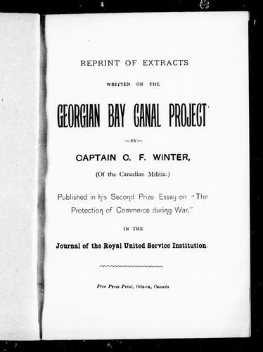 Reprint of extracts written on the Georgian Bay canal project