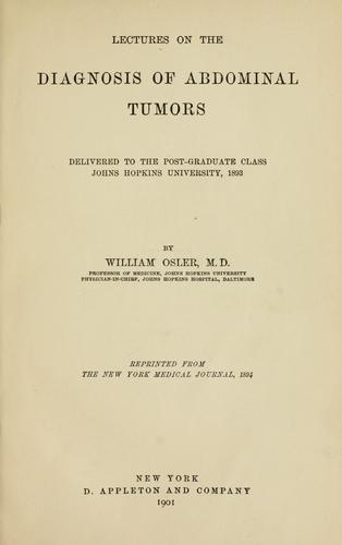 Lectures on the diagnosis of abdominal tumors
