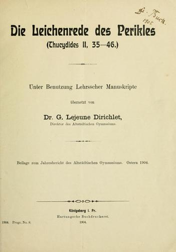 Leichenreede des Perikles.