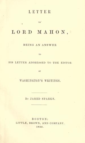 Letter to Lord Mahon