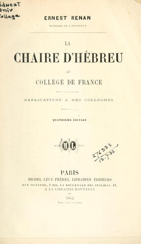 La Chaire d'Hébreu au Collége de France.