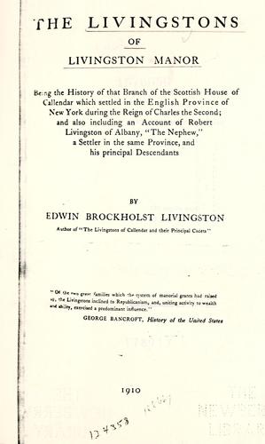 The Livingstons of Livingston manor