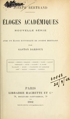 Éloges académiques.