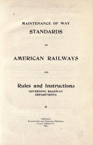 Maintenance of way standards on American railways