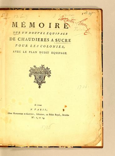 Mémoire sur un nouvel équipage de chaudieres a sucre