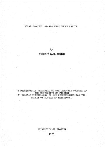 Moral thought and argument in education