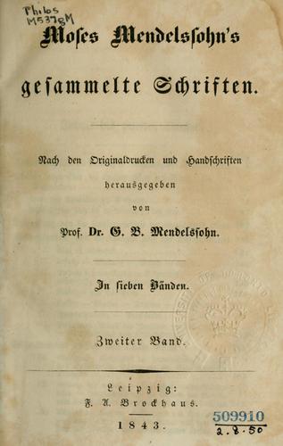 Moses Mendelssohn's gesammelte schriften