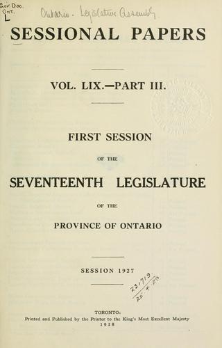 ONTARIO SESSIONAL PAPERS.