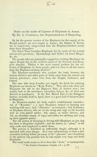 Notes on the mode of capture of elephants in Assam